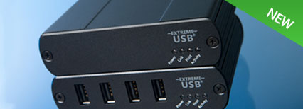 4-Port USB 2.0 Simultaneous Users Interaction Extender Solution up to 100m over a GigE LAN or single CAT 5e/6/7 Cable