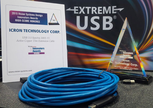 Icron's Vision Systems Design 2015 Innovators Award Silver Honor for USB 3.0 15m Active Extension Cable
