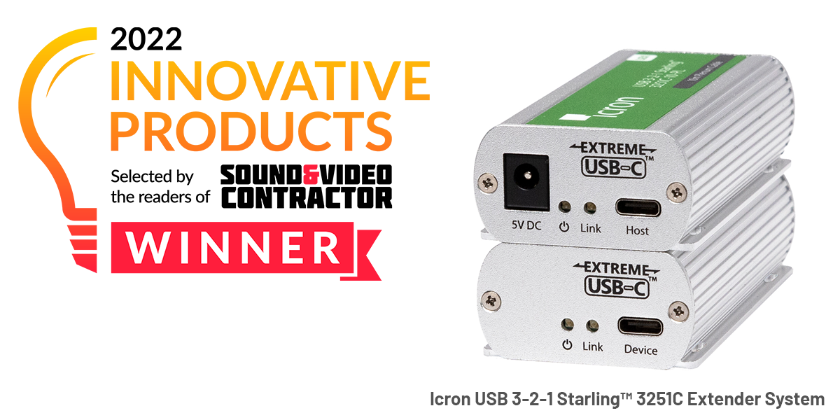 Icron USB 3-2-1 Starling 3251C extender wins 2022 SVC product award